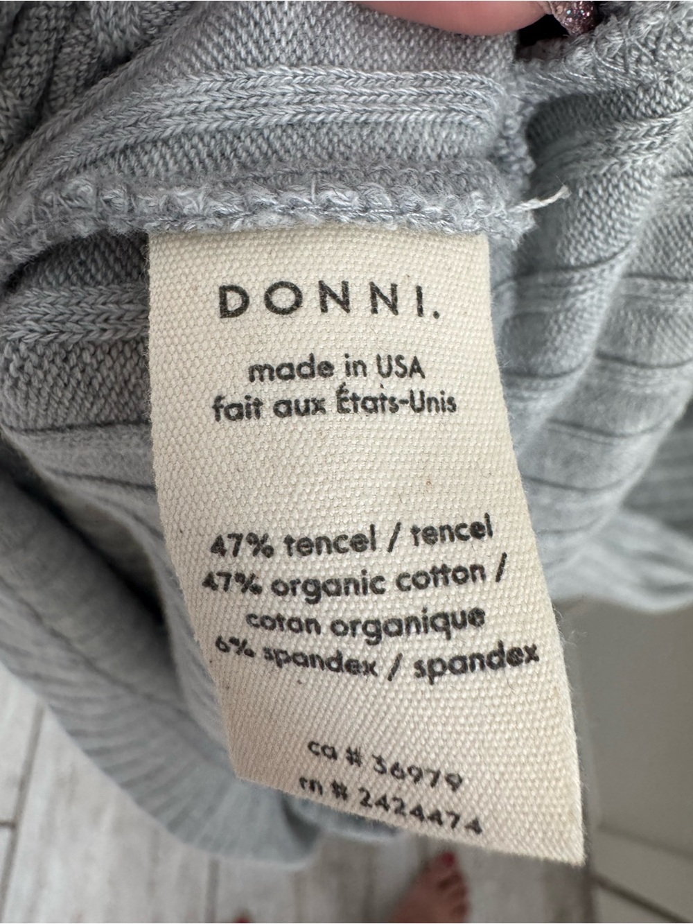 DONNI. Light Gray Ribbed Turtleneck Midi Dress - Picture 5 of 5